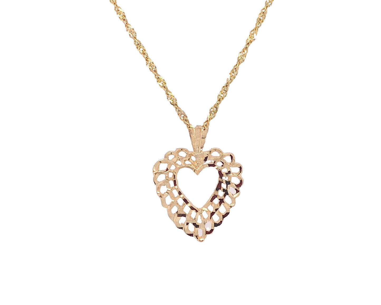 10K Yellow Gold Heart Charm With Chain - perfect jewelry gift for women 