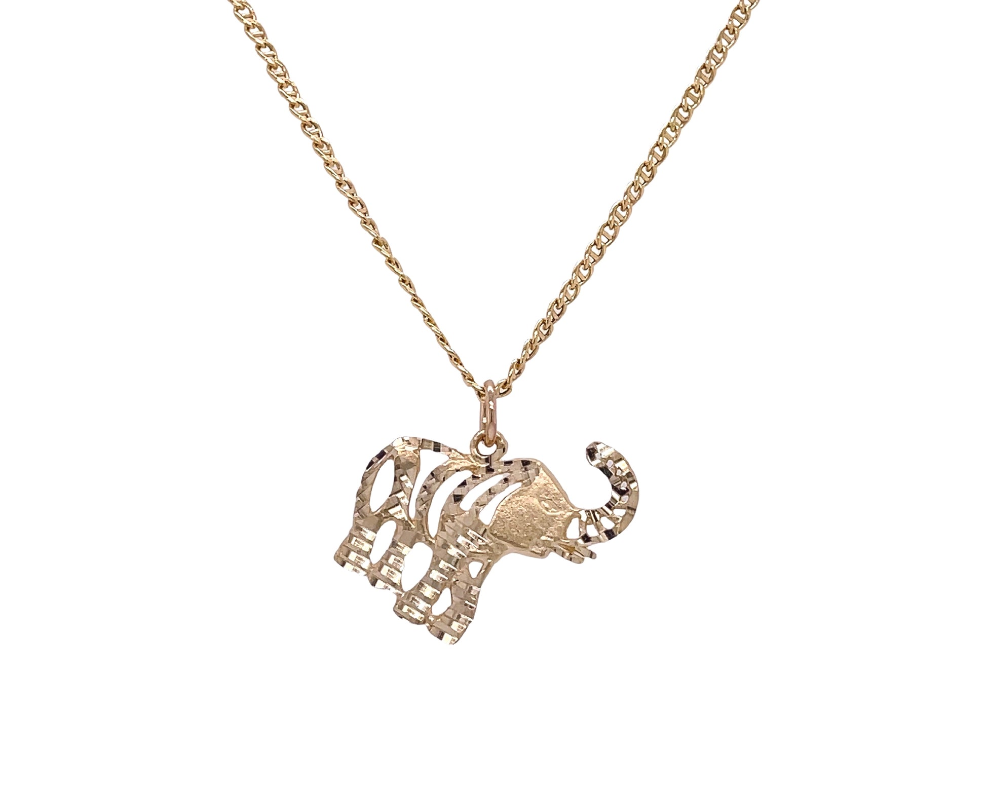 10k yellow gold elephant necklace - gift ideas 
