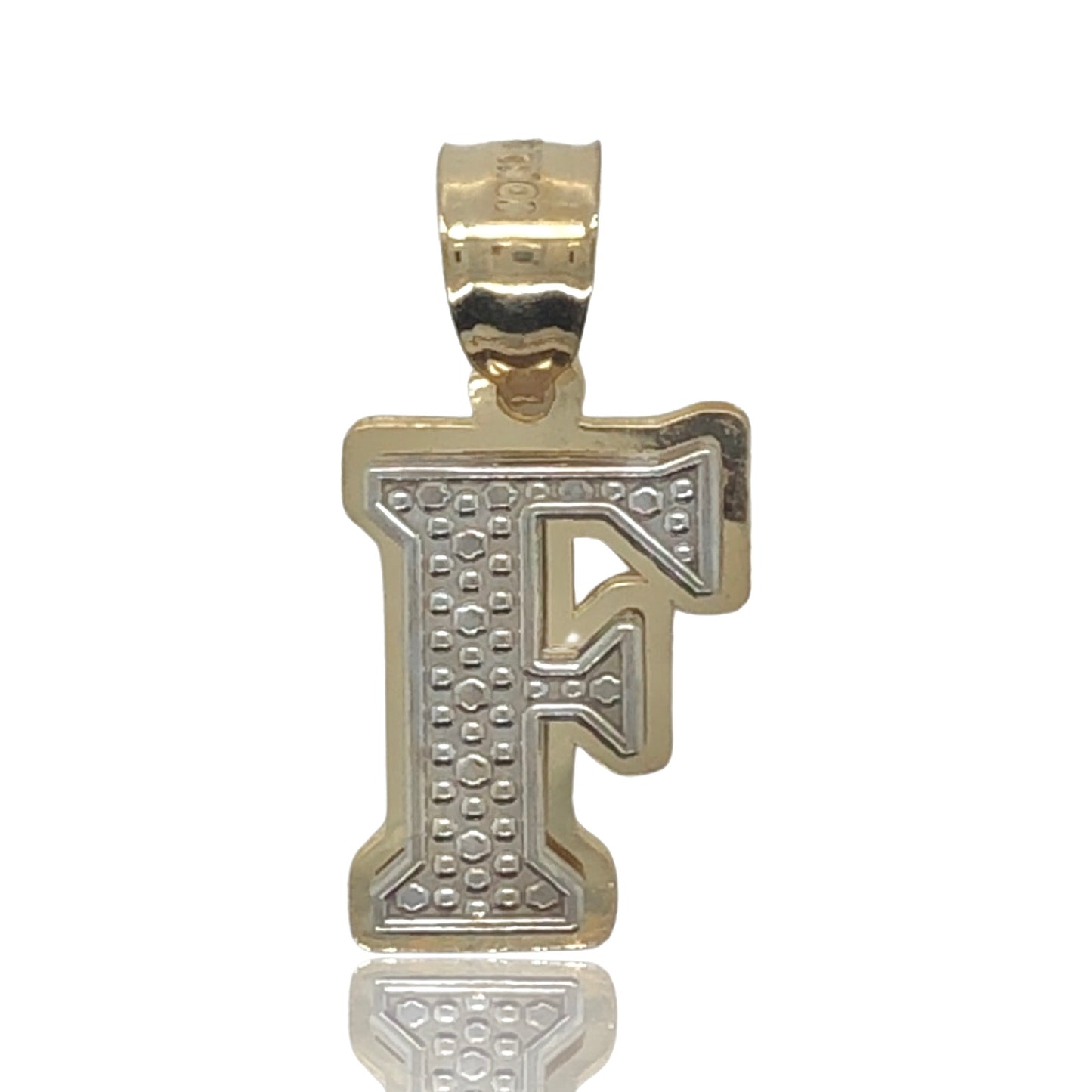 10K Two-Tone Gold Initial Letters "F'