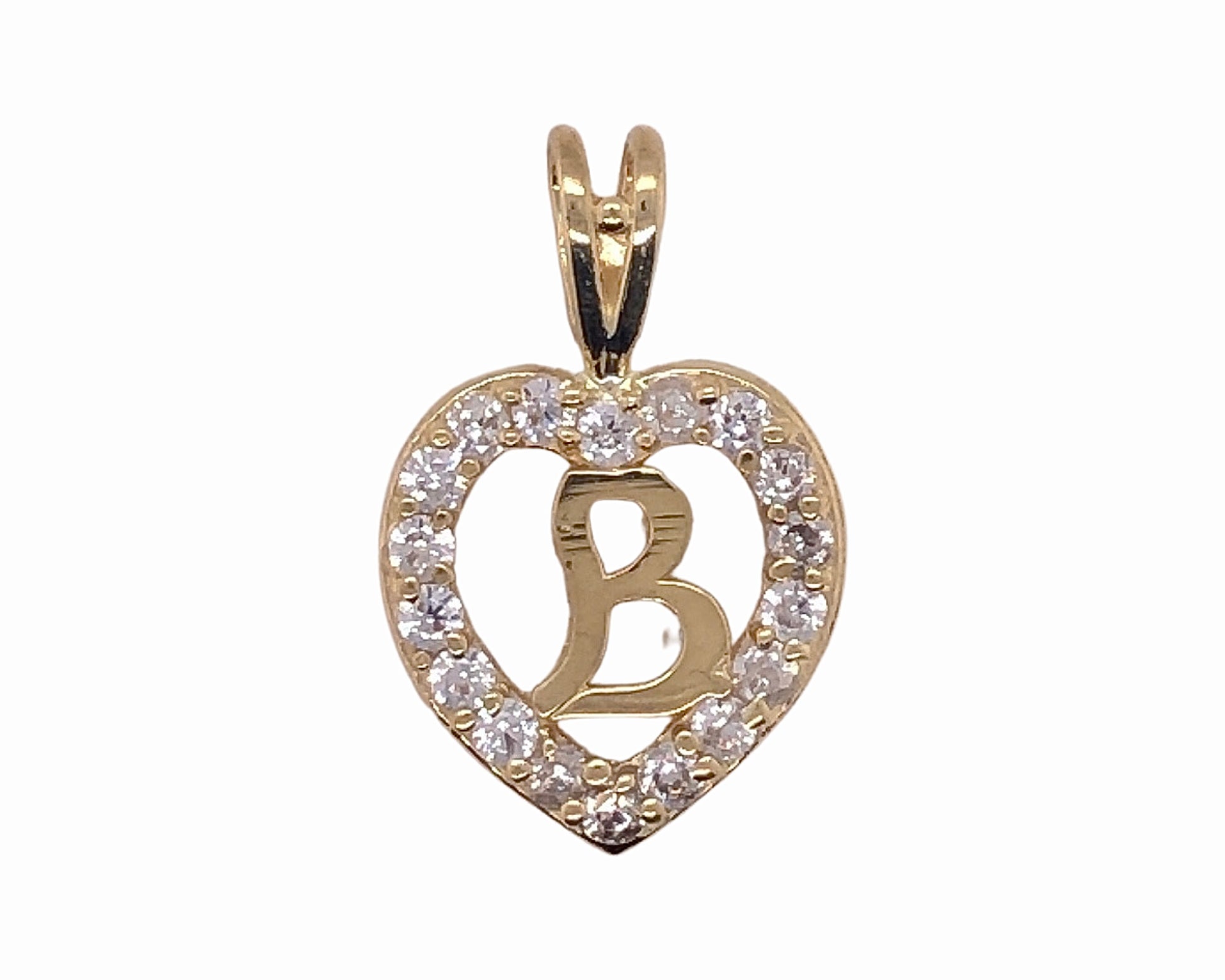 cz heart-shape initial "B"