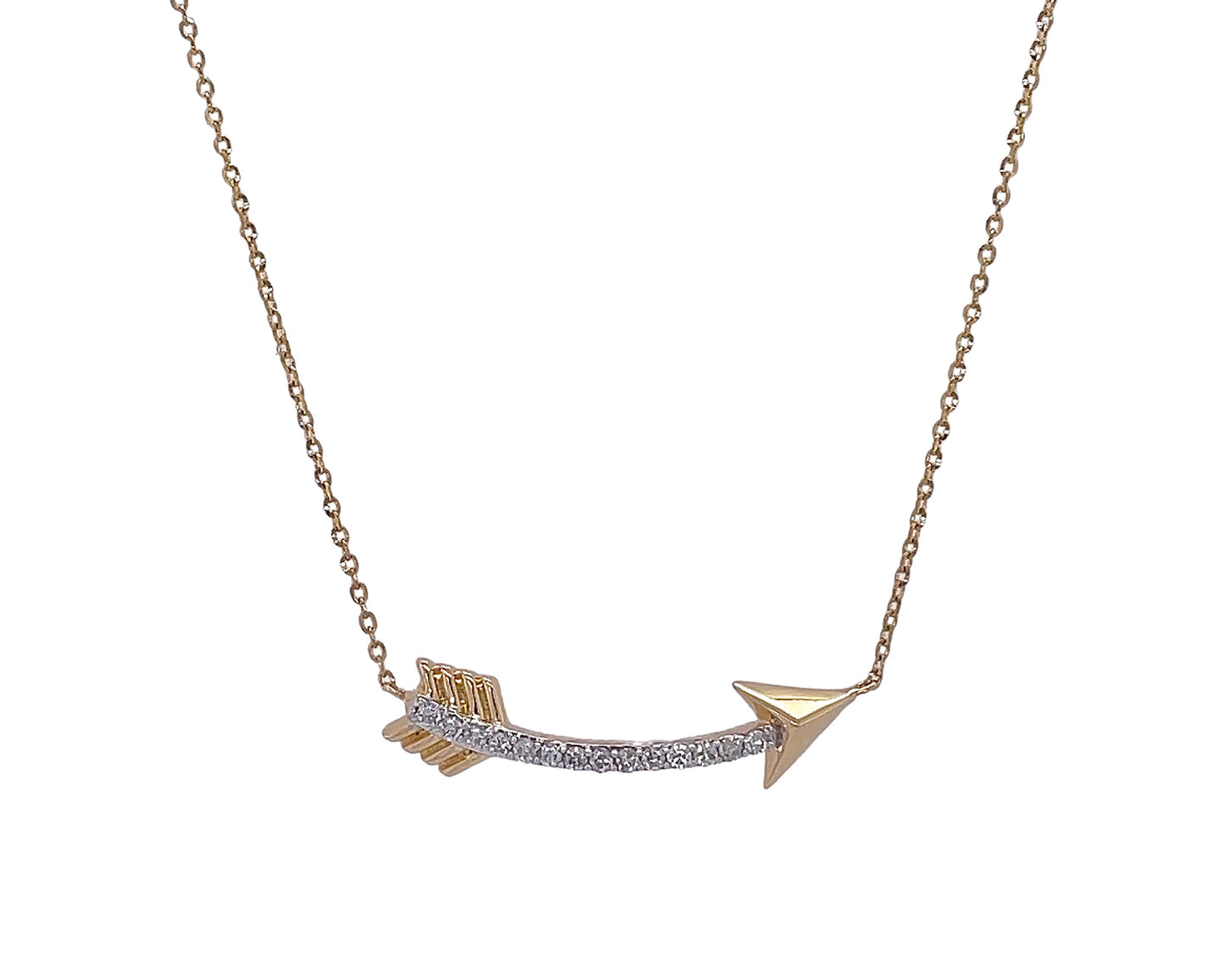 14k yellow diamond arrow necklace for women - show your love with this beautiful necklace 