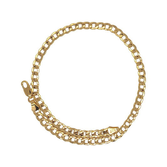 10k solid yellow gold curb link anklet for women 