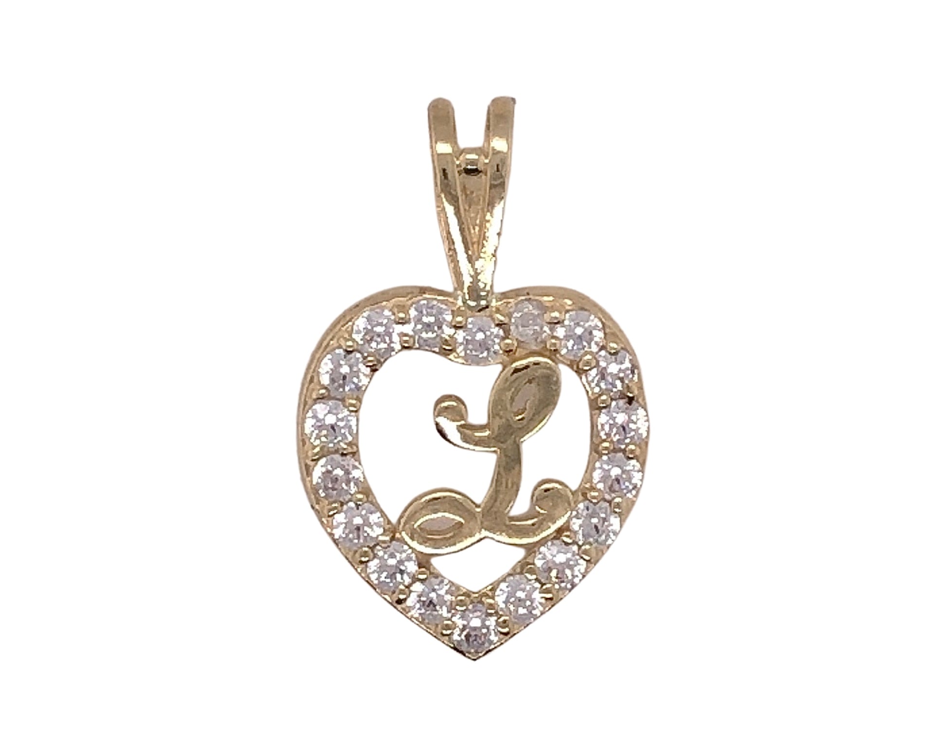 cz heart-shape initial "L"