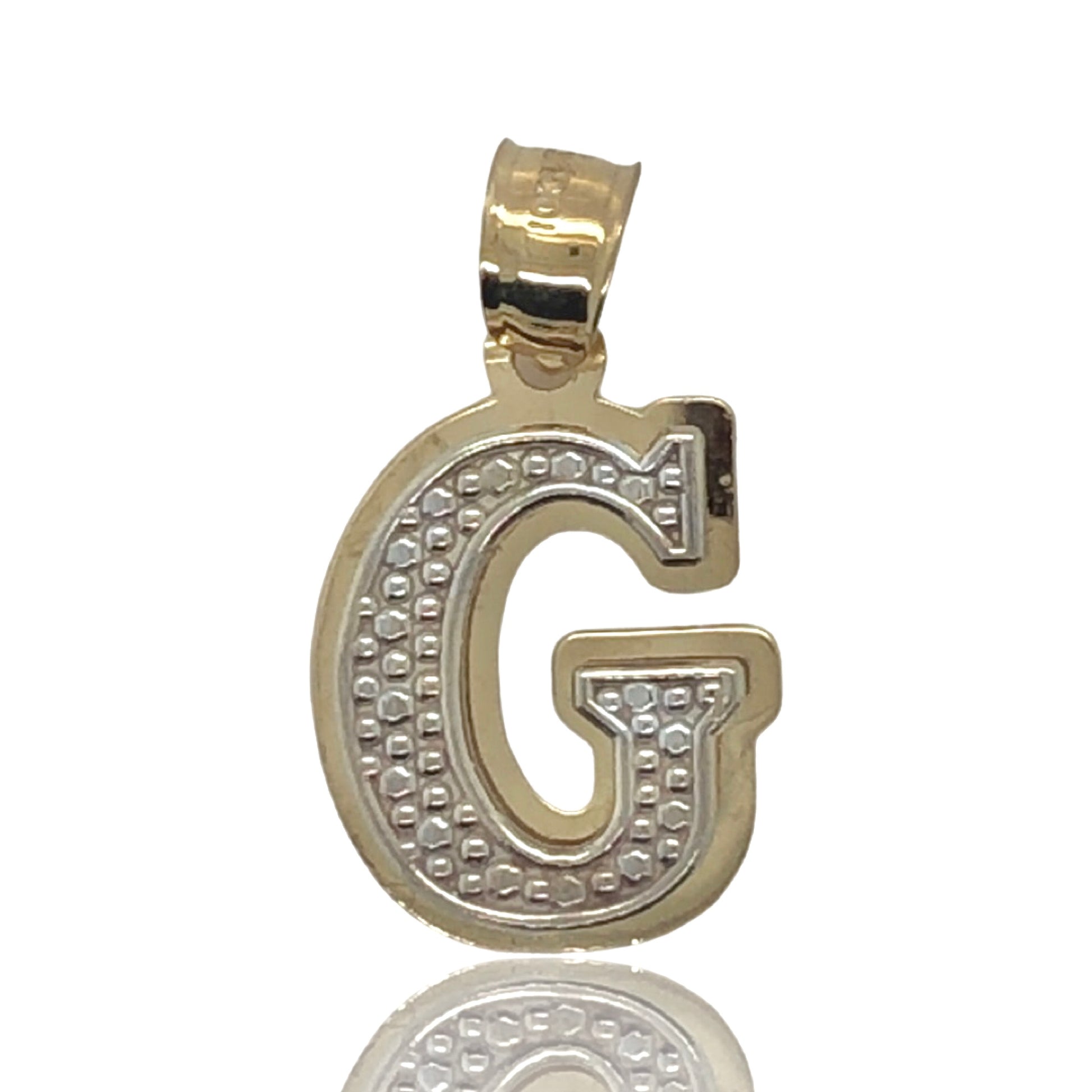 10K Two-Tone Gold Initial Letters "G"