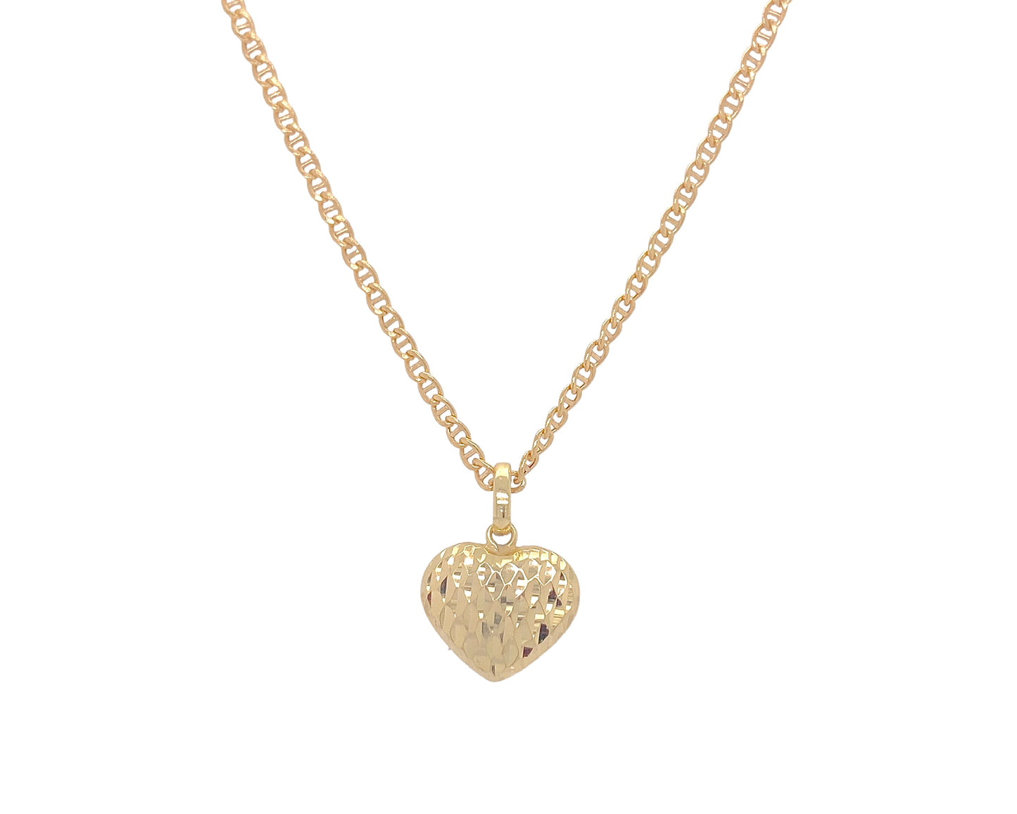 puff heart charm necklace 