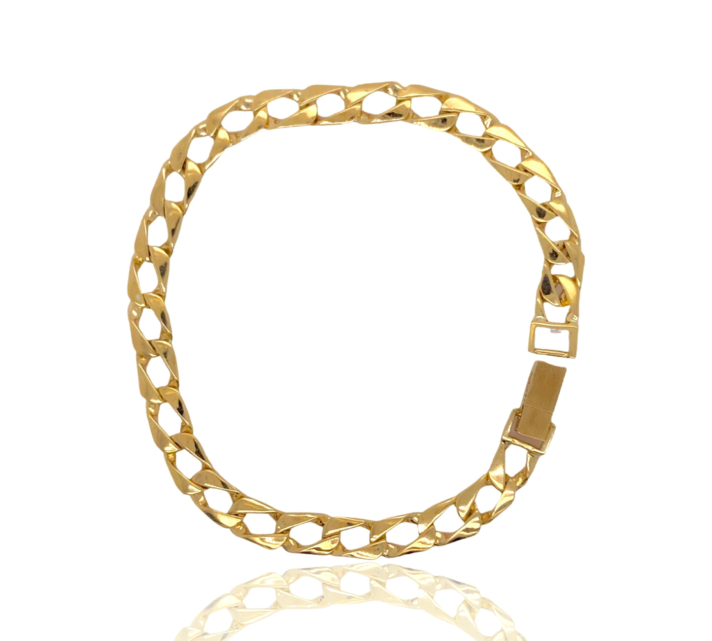 10K Solid Yellow Gold Curb Bracelet (6.5MM)