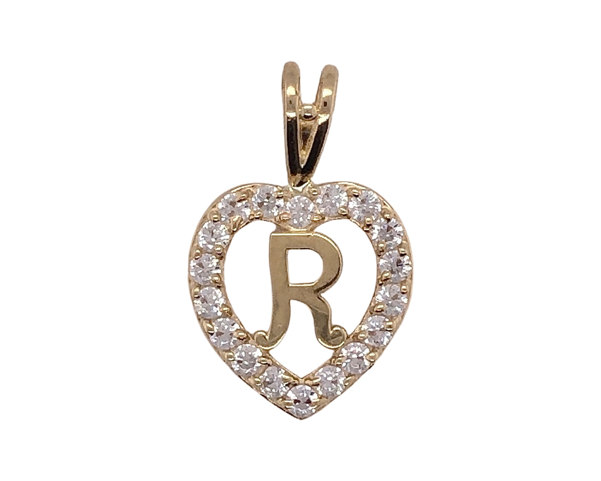 cz heart-shape initial "R"