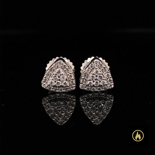 Custom White Gold Diamond Triangle VS-VVS Earrings 0.22CT